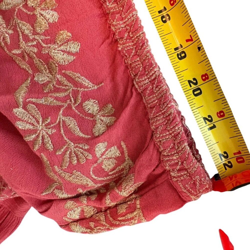 NWT Hale Bob Coral Gold Boho Embroidered Gauze Crinkle Maxi Skirt Size XL - Picture 9 of 9